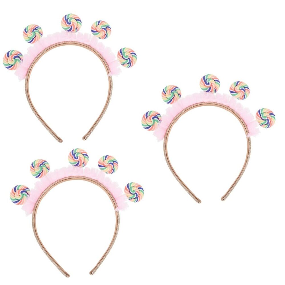 4977 3pcs Lollipop Headband Pink Hair Accessories Plastic Hair Ties